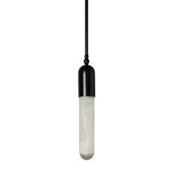 Lampada a sospensione Selene in bronzo e selenite