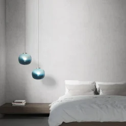 Lampada a sospensione singola Jasmine in vetro sfumato blu