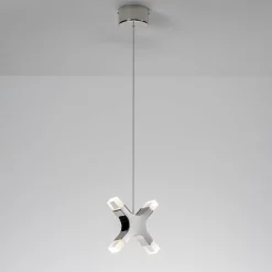 Lampada a sospensione singola Galaxy in nichel bianco