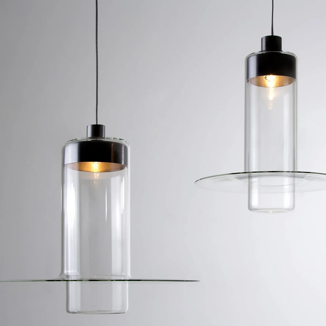 Lampada a Sospensione Sleeve S2 in Vetro Nero di John Pawson