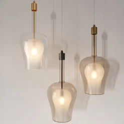 Lampada a sospensione Soffio in doppio vetro effetto bronzo #1
