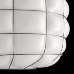 Lampada a Sospensione Terra in Vetro Bianco