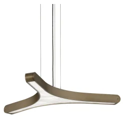 Lampada a sospensione triangolare in alluminio bronzo Pegaso S1
