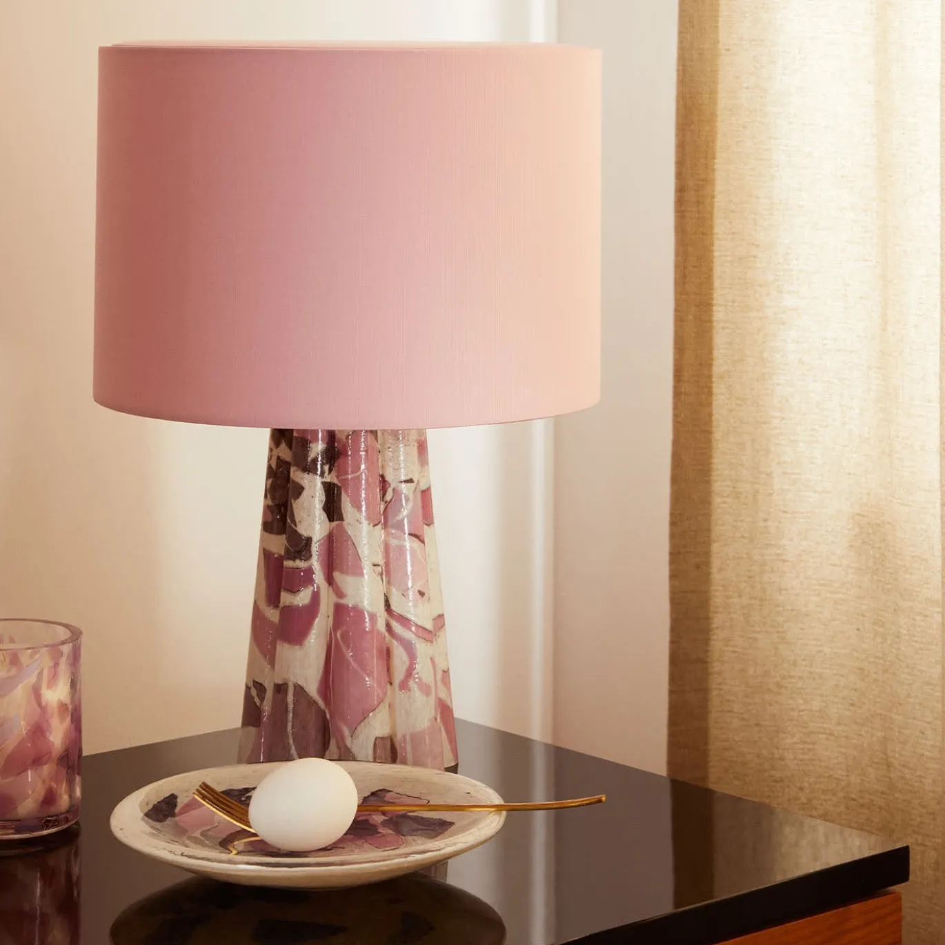 Lampada Bucket in vetro di Murano rosa