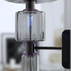 Lampada cilindrica da parete Canaletto a 1 luce in vetro di Murano color grigio e viola
