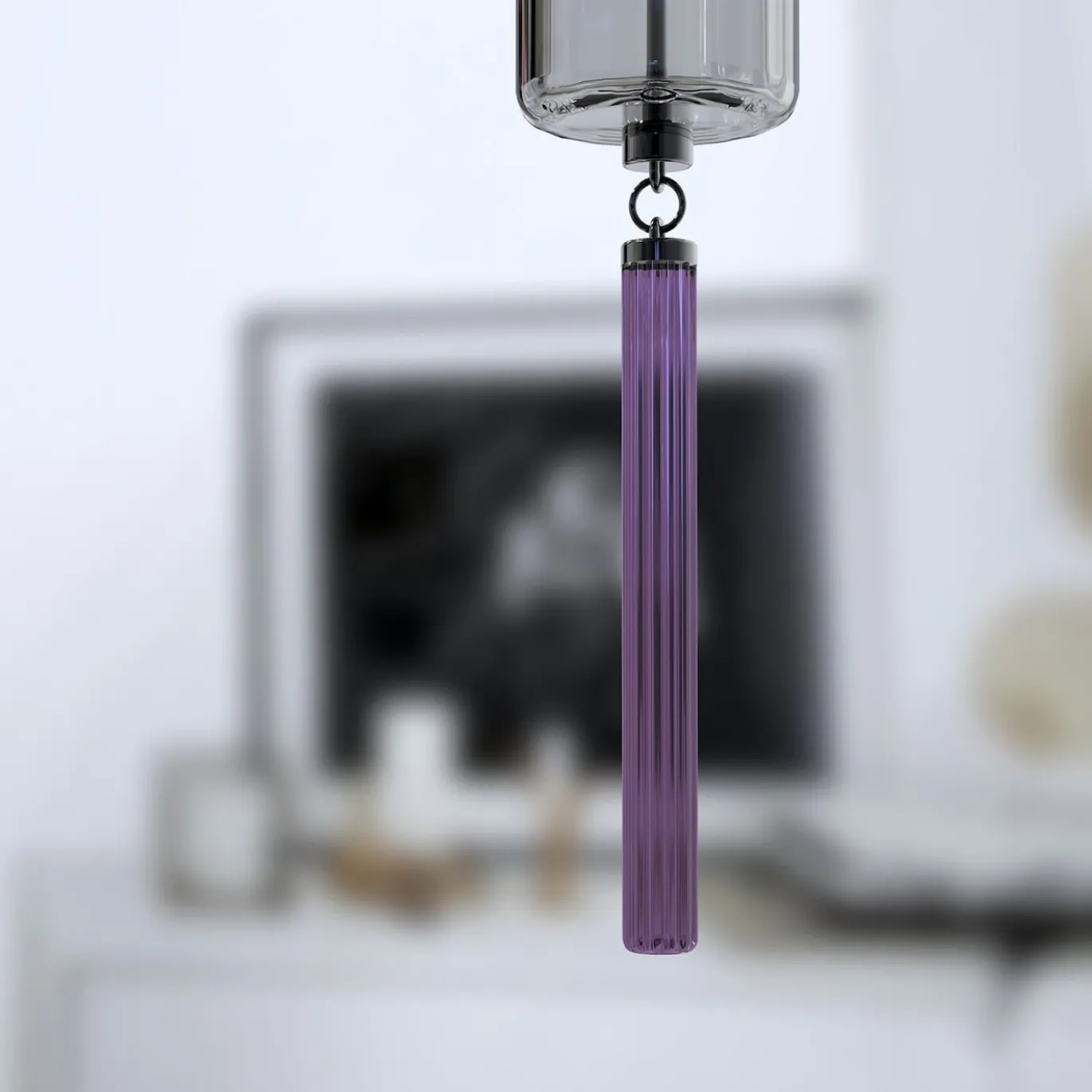 Lampada cilindrica da parete Canaletto a 1 luce in vetro di Murano color grigio e viola