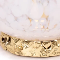Lampada Crown in vetro di Murano bianco opalino