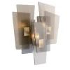 Lampada da muro Sliver a 3 luci in ottone spazzolato e vetro