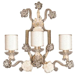 277 Lampada da parete a 6 luci con motivo floreale beige e oro