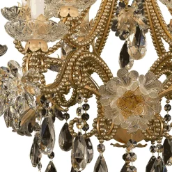 323 Lampada da parete a 2 luci con motivo floreale beige e trasparente
