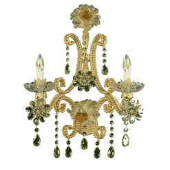 323 Lampada da parete a 2 luci con motivo floreale beige e trasparente