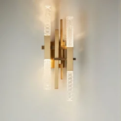 Lampada da parete a 4 luci in ottone e cristallo Mikado
