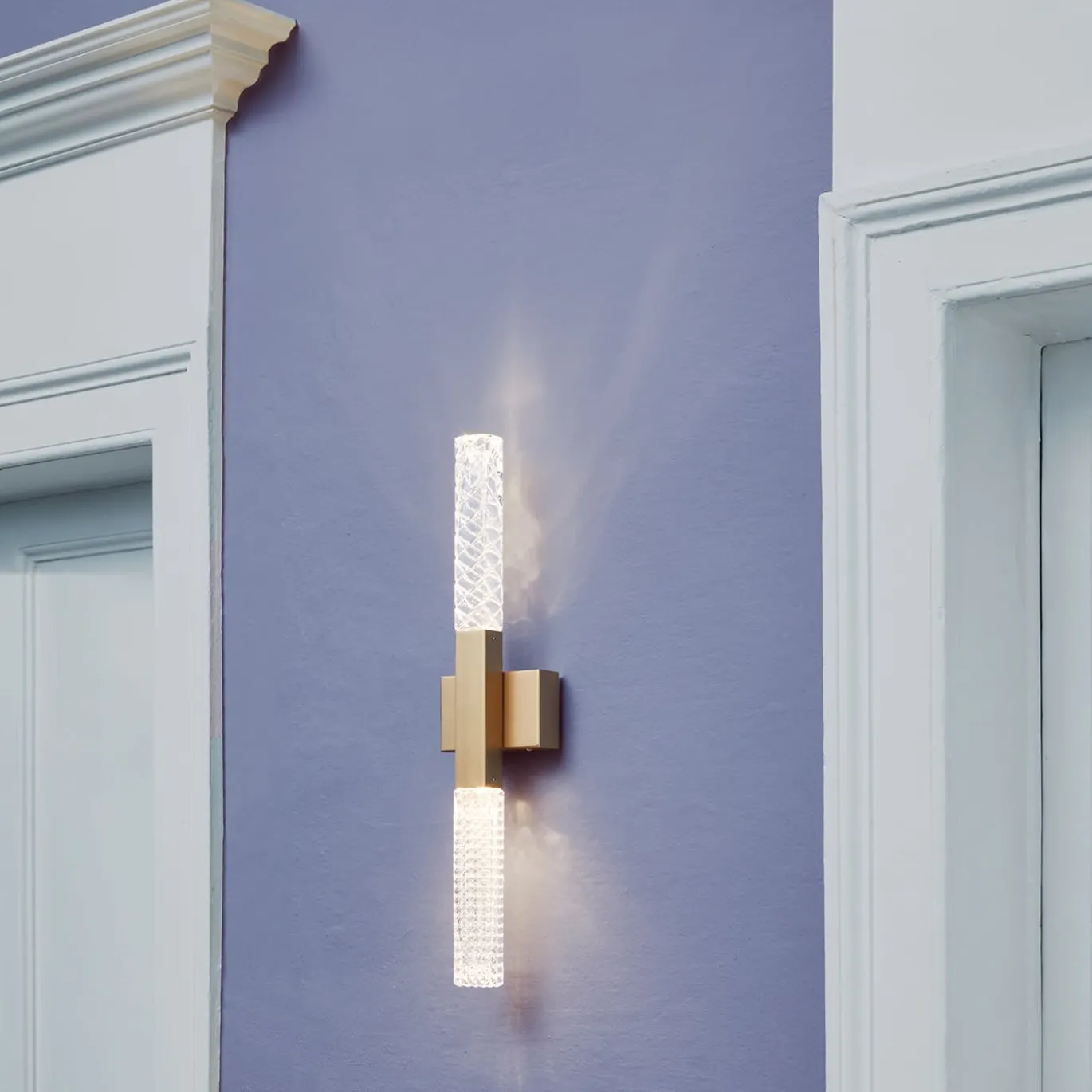 Lampada da parete a 2 luci in ottone e cristallo Mikado