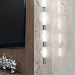 Lampada da Parete Caravaggio a 8 luci in vetro di Murano color cristallo chiaro