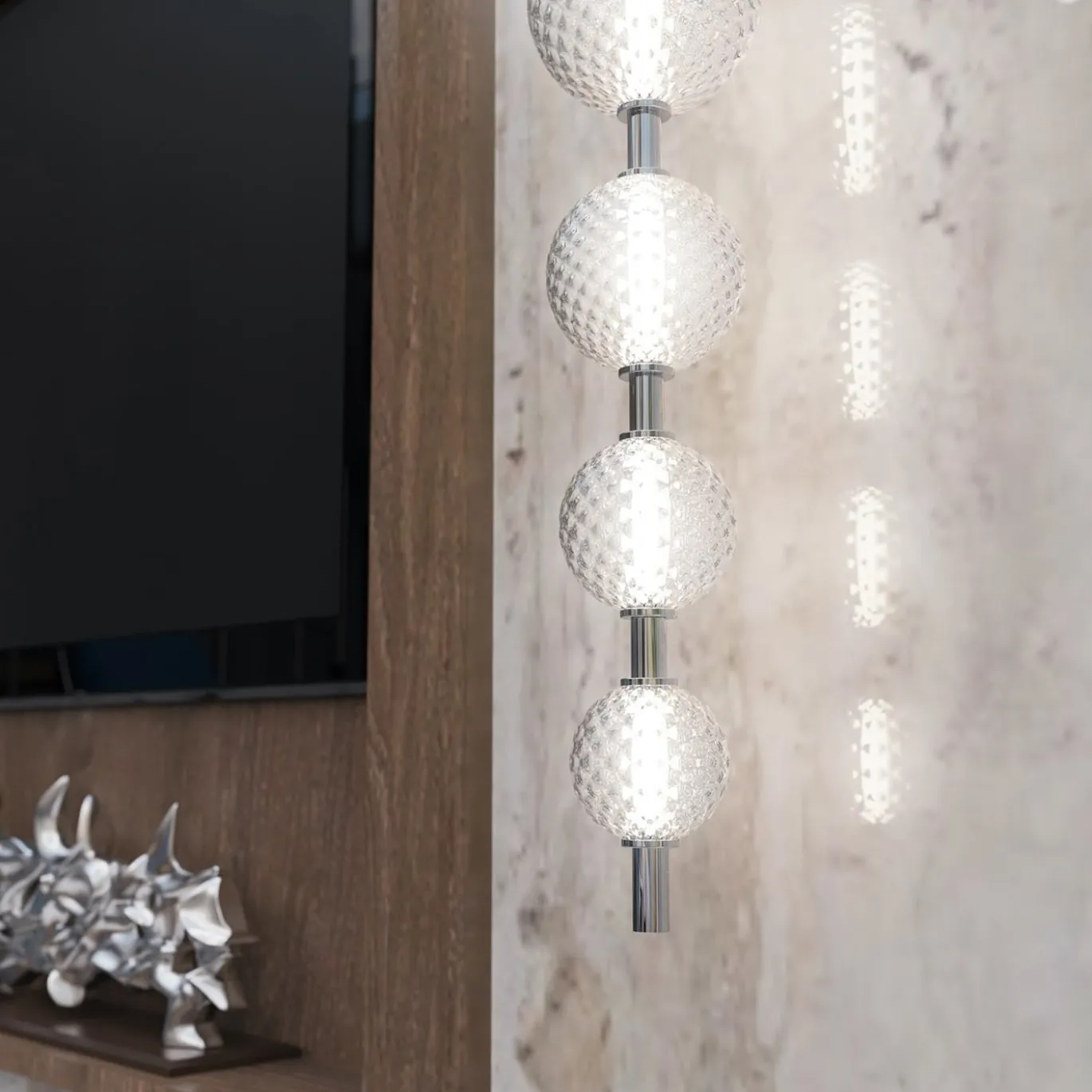 Lampada da Parete Caravaggio a 8 luci in vetro di Murano color cristallo chiaro