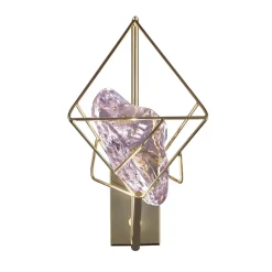 Lampada da parete Cryrock in pietra di cristallo rosa e metallo