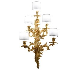 Lampada da parete dorata a 5 luci in stile Luigi XV