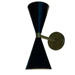Lampada da parete Ely a 2 luci in nero e ottone