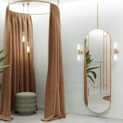 Lampada da parete Etoile a 2 luci in ottone naturale e vetro bianco