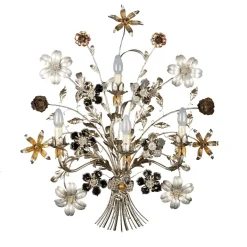 585 Lampada da parete floreale argentata a 4 luci