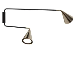 Lampada da parete Gordon nera e ottone di Corrado Dotti