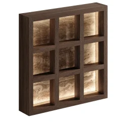 Lampada da parete Grille in rovere wengé e travertino