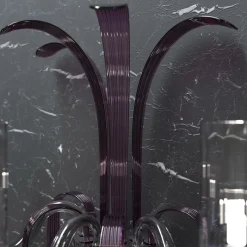 Lampada da parete Leonardo a 3 luci in vetro di Murano color grigio e viola