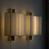 Lampada da parete media Capanni B in lino bianco e acciaio