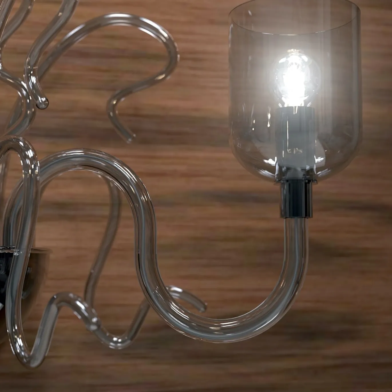 Lampada da parete Raffaello a 3 luci in vetro di Murano color grigio
