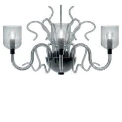 Lampada da parete Raffaello a 3 luci in vetro di Murano color grigio