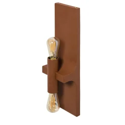 Lampada da parete Walcott Twin in pelle marrone