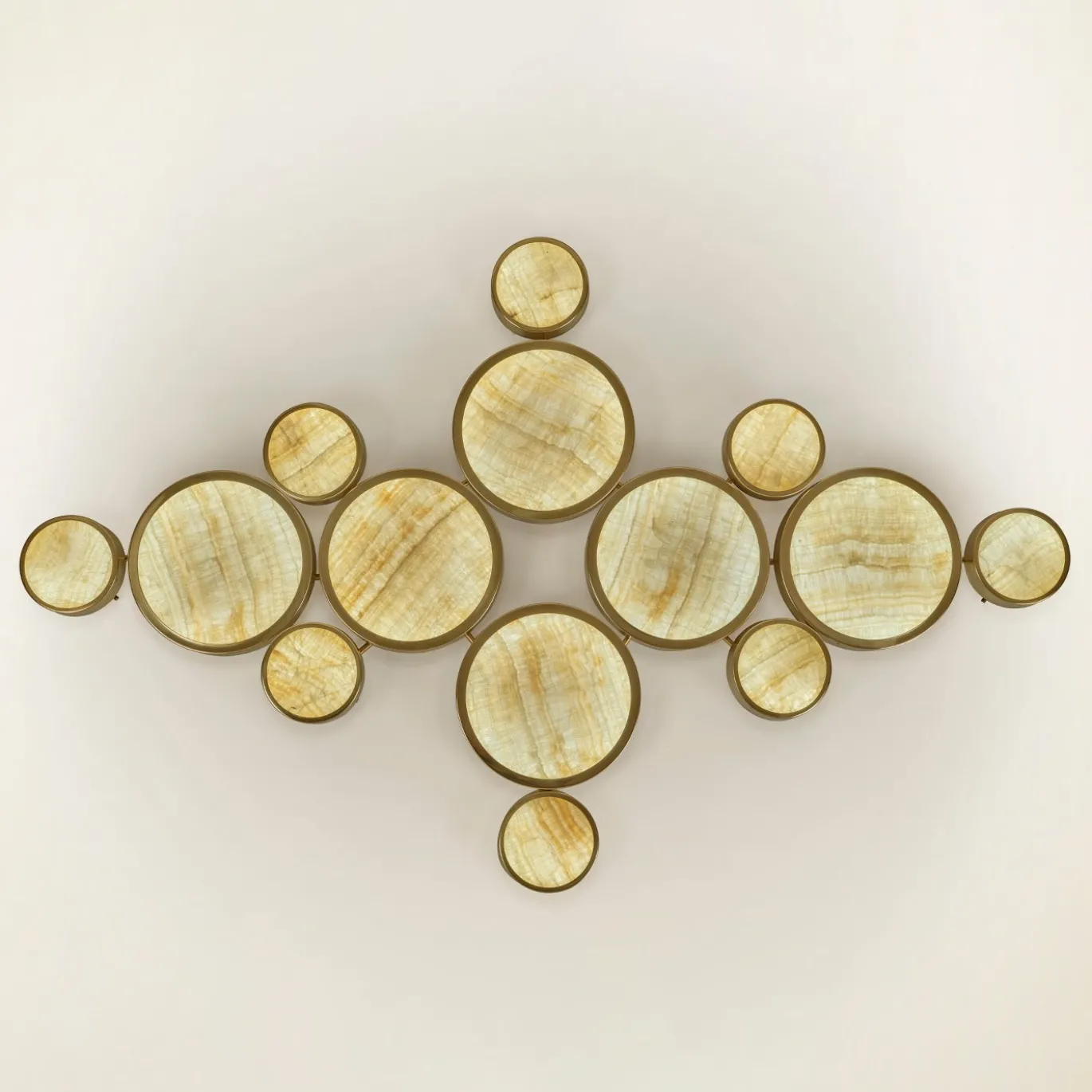 Lampada da soffitto a filo Gran Costellazione Gemini in marmo, ottone e onice