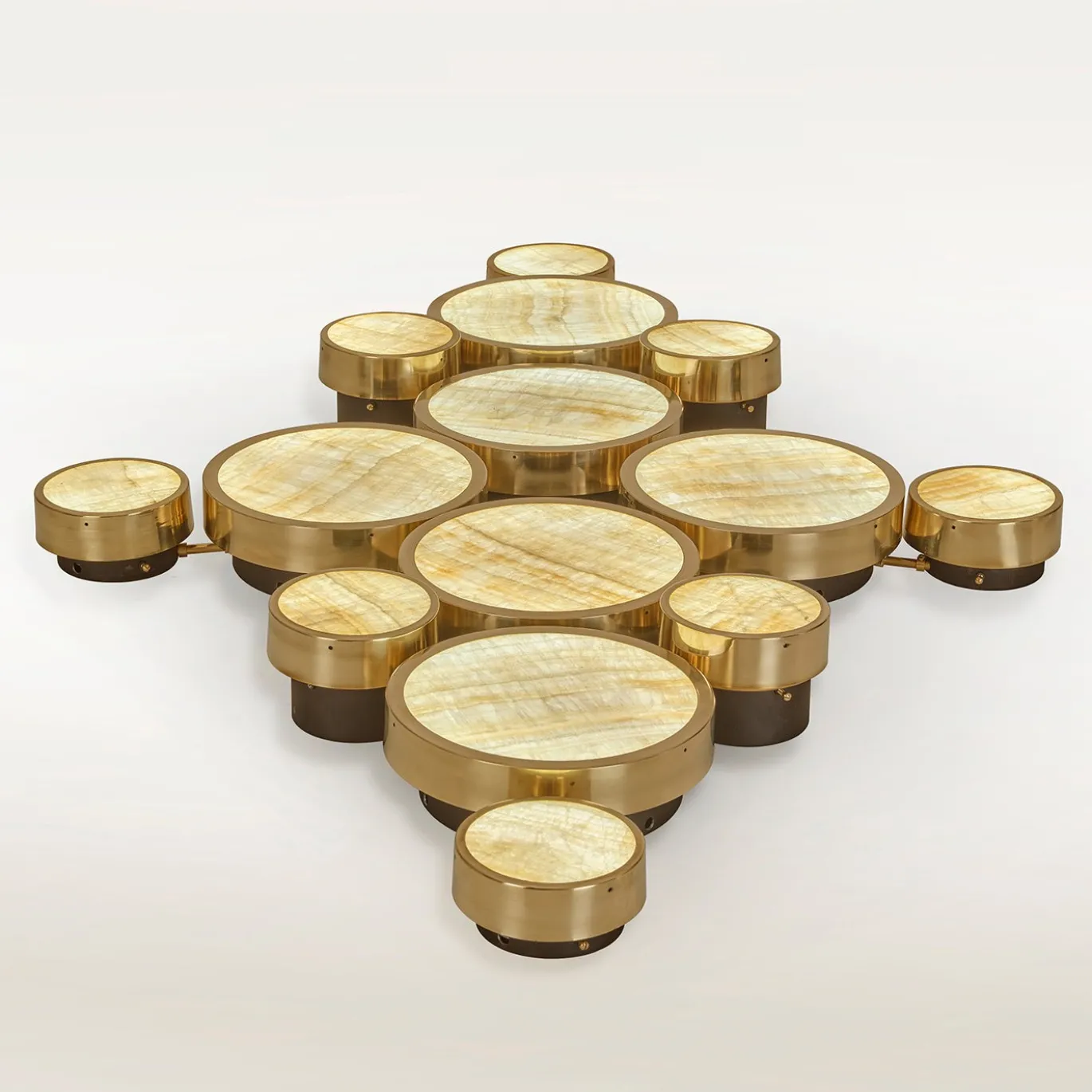 Lampada da soffitto a filo Gran Costellazione Gemini in marmo, ottone e onice