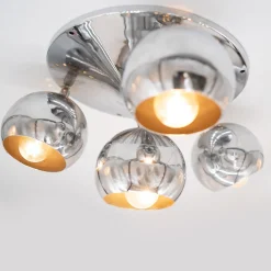 Lampada da soffitto a 4 luci 1960 Reggiani cromata