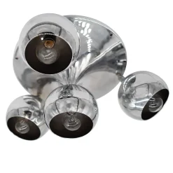 Lampada da soffitto a 4 luci 1960 Reggiani cromata