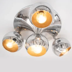 Lampada da soffitto a 4 luci 1960 Reggiani cromata