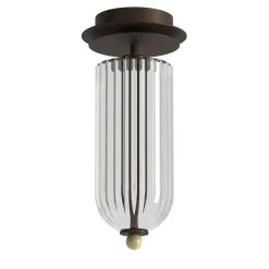 Lampada da soffitto Dom in ottone brunito e vetro trasparente