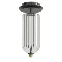 Lampada da soffitto Dom in ottone canna di fucile e vetro trasparente