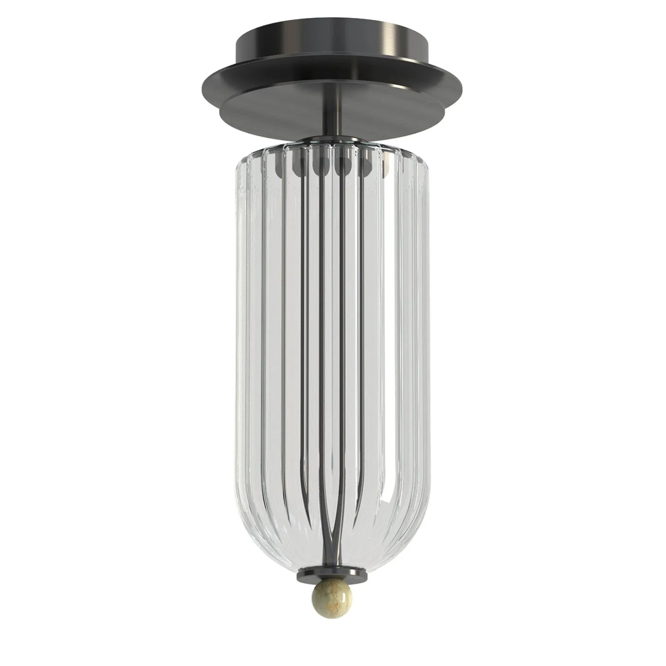 Lampada da soffitto Dom in ottone canna di fucile e vetro trasparente