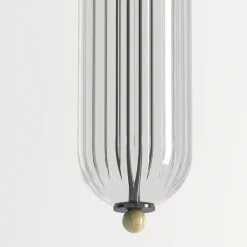 Lampada da soffitto Dom in ottone canna di fucile e vetro trasparente