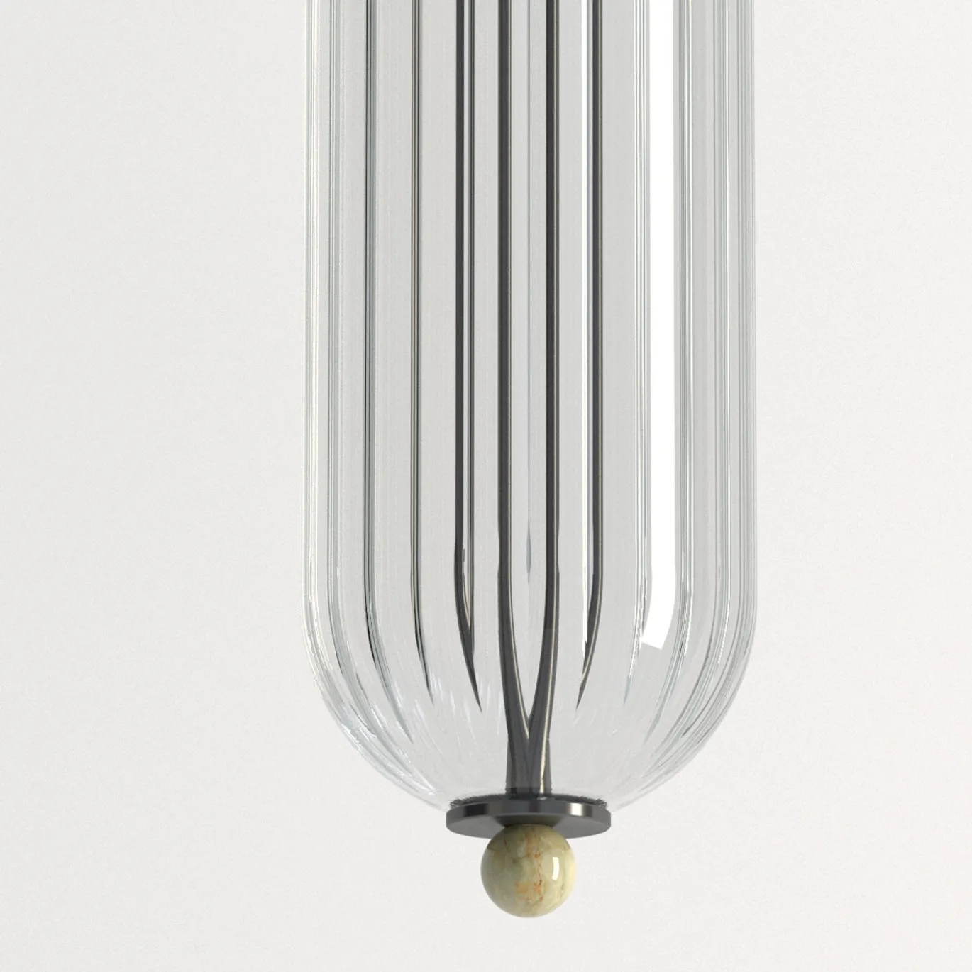 Lampada da soffitto Dom in ottone canna di fucile e vetro trasparente