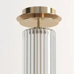 Lampada da soffitto Dom in ottone champagne e vetro trasparente
