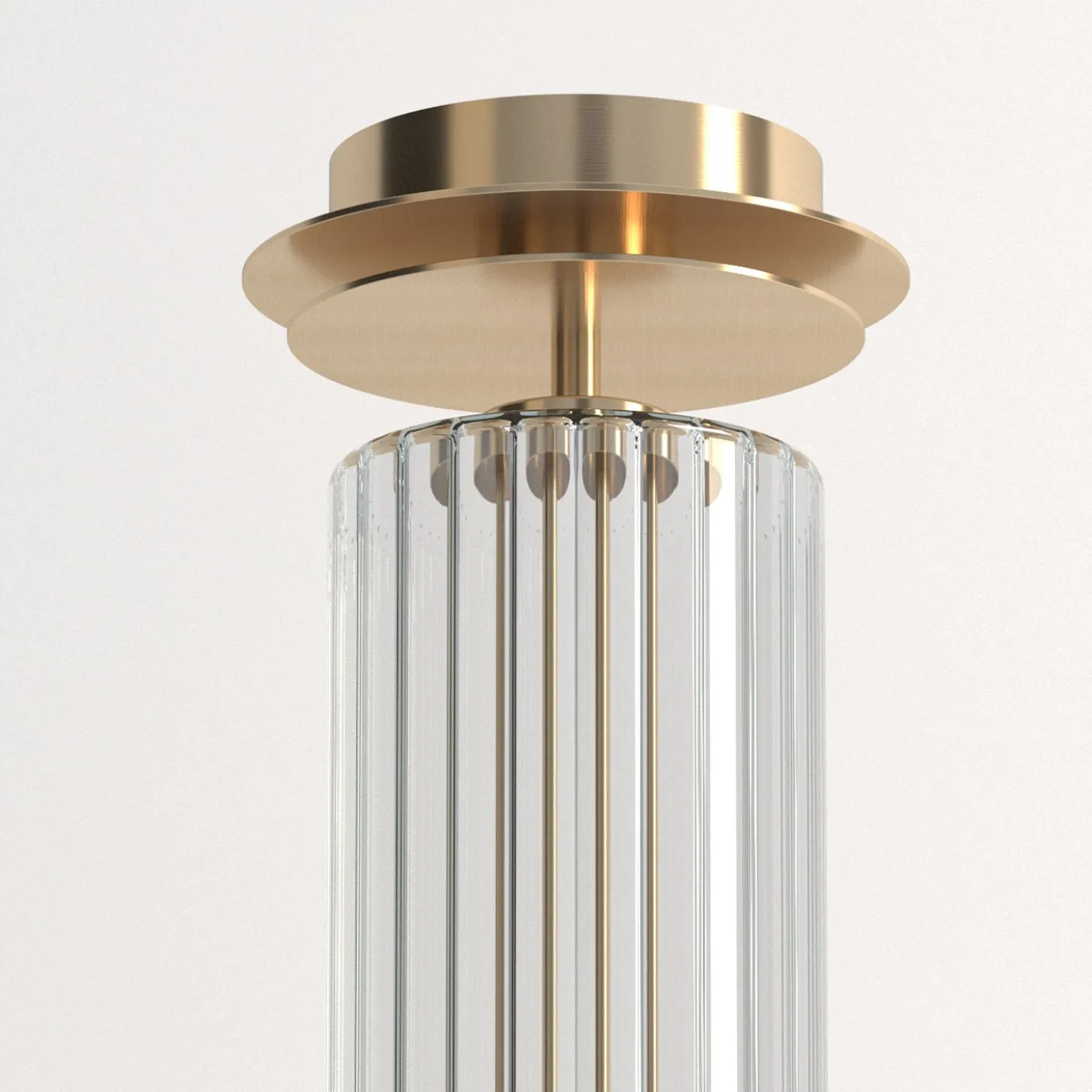 Lampada da soffitto Dom in ottone champagne e vetro trasparente