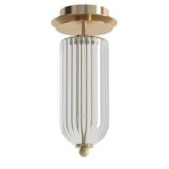 Lampada da soffitto Dom in ottone champagne e vetro trasparente