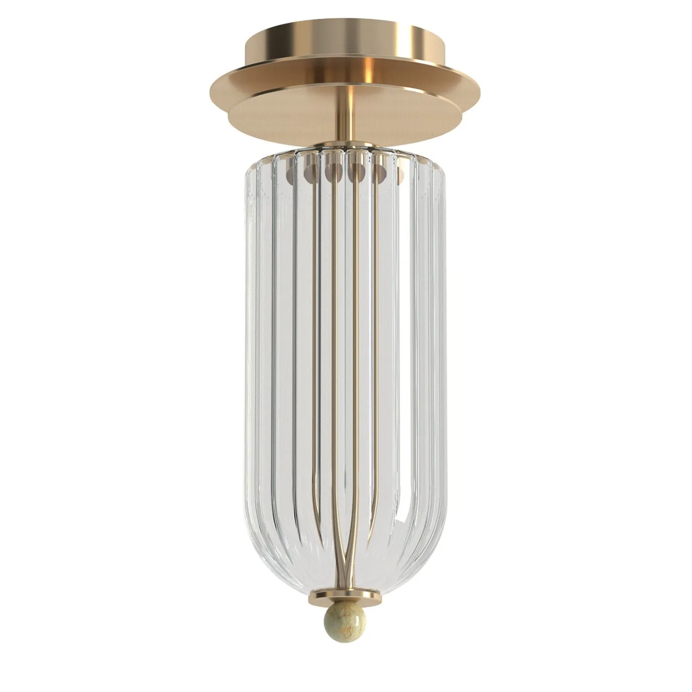 Lampada da soffitto Dom in ottone champagne e vetro trasparente