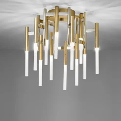 Lampada da soffitto Ekle in metallo oro spazzolato e acciaio puro