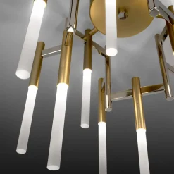 Lampada da soffitto Ekle in metallo oro spazzolato e acciaio puro