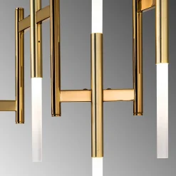 Lampada da soffitto Ekle in metallo oro spazzolato e acciaio puro
