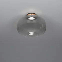 Lampada da soffitto Legier in vetro fumé con finitura bronzo