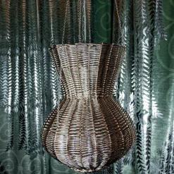 Lampada da soffitto Oman in vimini intrecciato placcato in metallo